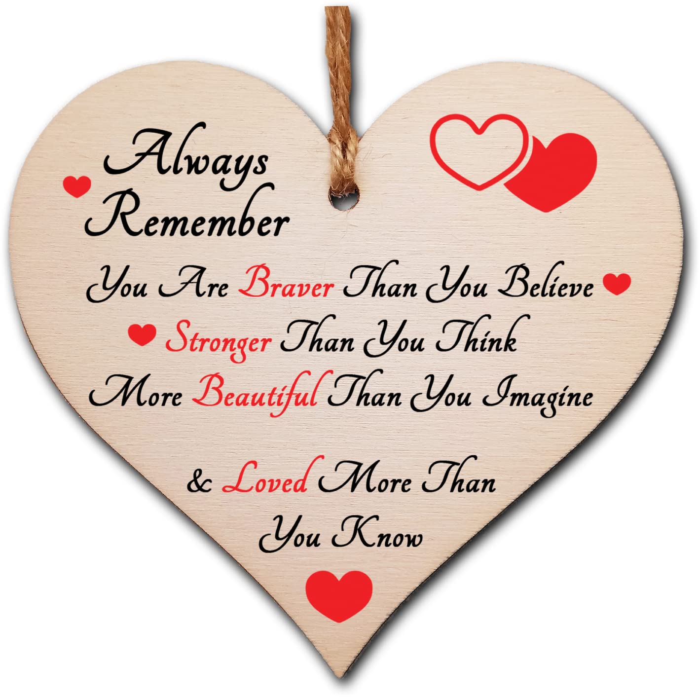 Handmade Wooden Hanging Heart Plaque Gift for Someone Special Inspirational Gift or Self Motivational Treat