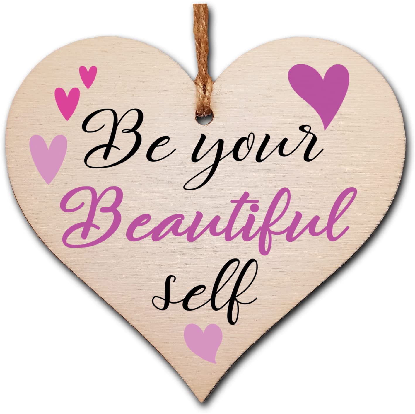 Handmade Wooden Hanging Heart Plaque Gift for Someone Special Inspirational Gift or Self Motivational Treat