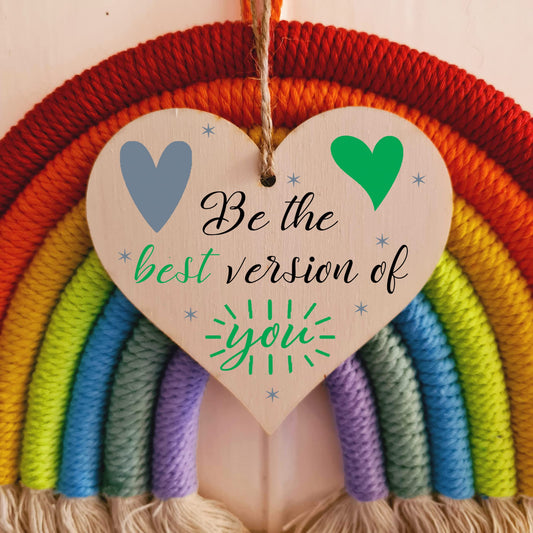 Handmade Wooden Hanging Heart Plaque Gift for Someone Special Inspirational Gift or Self Motivational Treat