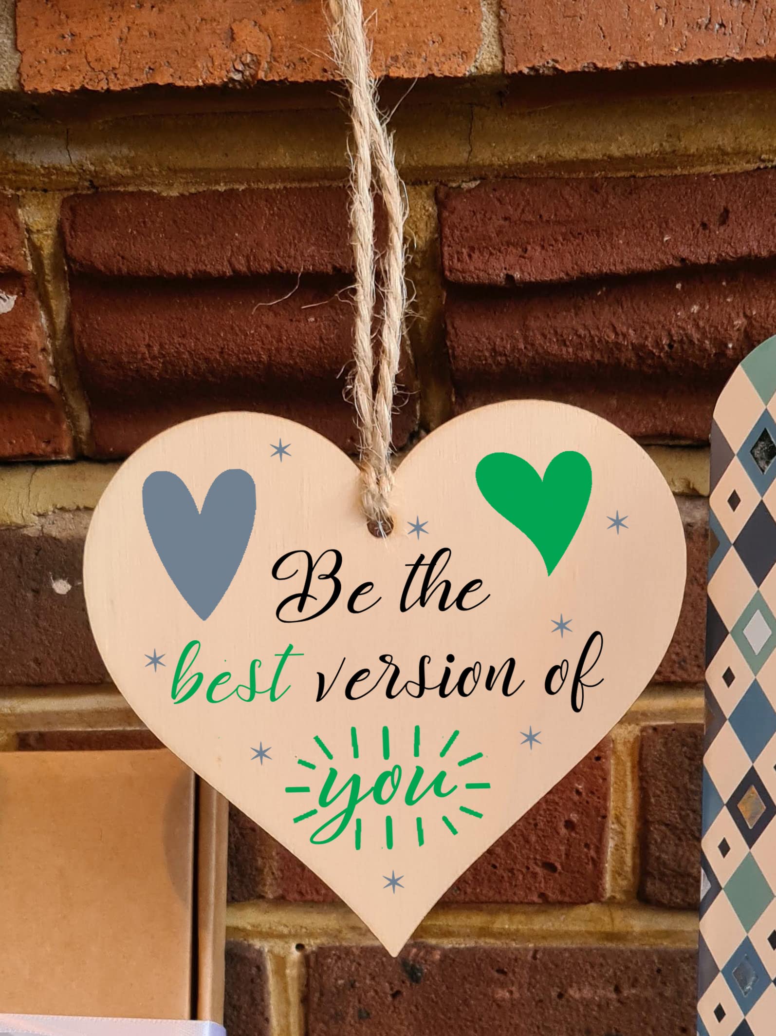 Handmade Wooden Hanging Heart Plaque Gift for Someone Special Inspirational Gift or Self Motivational Treat