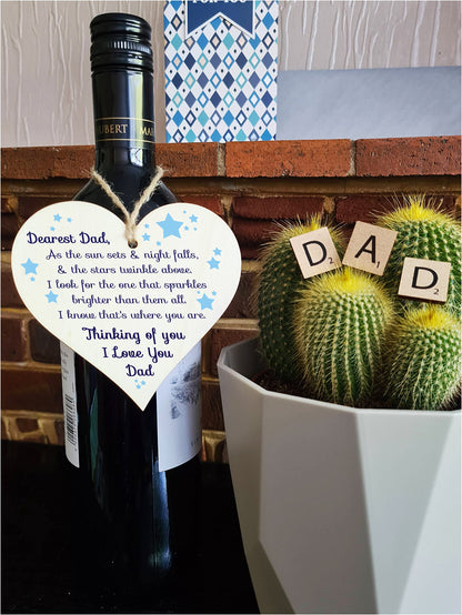 Handmade Wooden Hanging Heart Plaque Gift to remember Dad Loving Thoughtful Father Keepsake