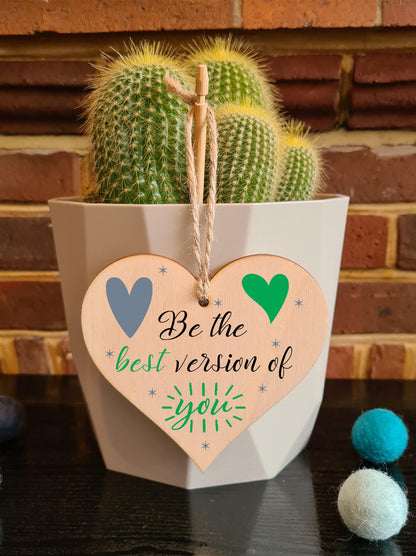 Handmade Wooden Hanging Heart Plaque Gift for Someone Special Inspirational Gift or Self Motivational Treat
