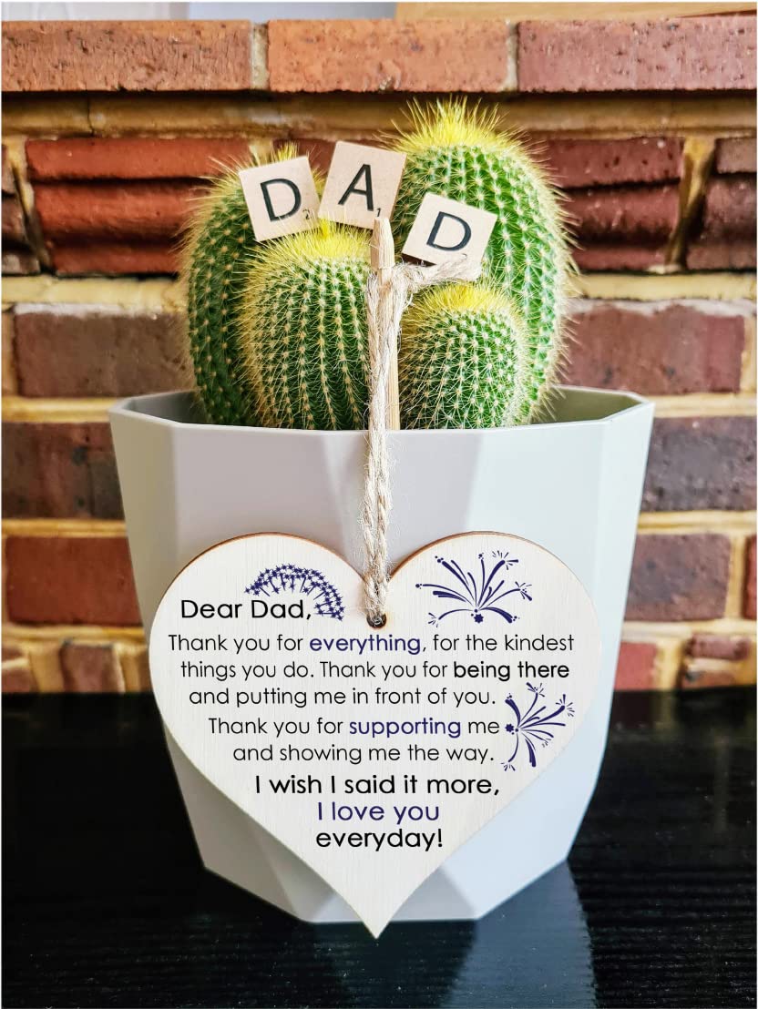 Handmade Wooden Hanging Heart Plaque Gift for Dad Loving Thoughtful Present for Your Father