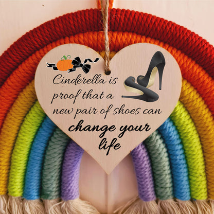 Handmade Wooden Hanging Heart Plaque Gift Perfect for Shoe Lovers