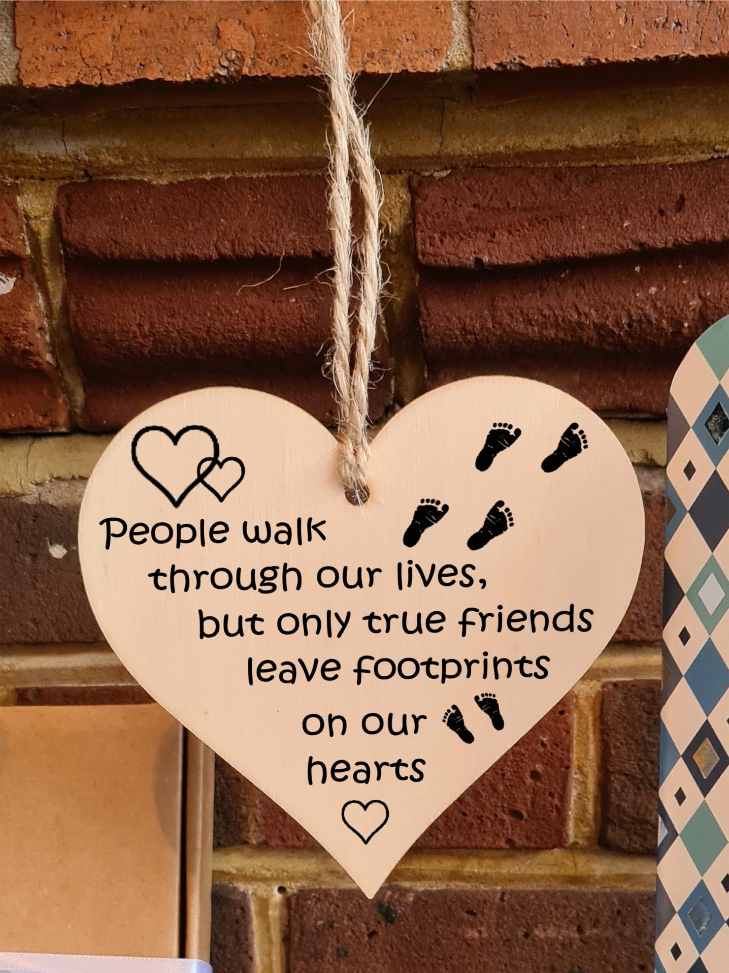 Handmade Wooden Hanging Heart Plaque Gift Perfect for your Best Friend Friendship Keepsake
