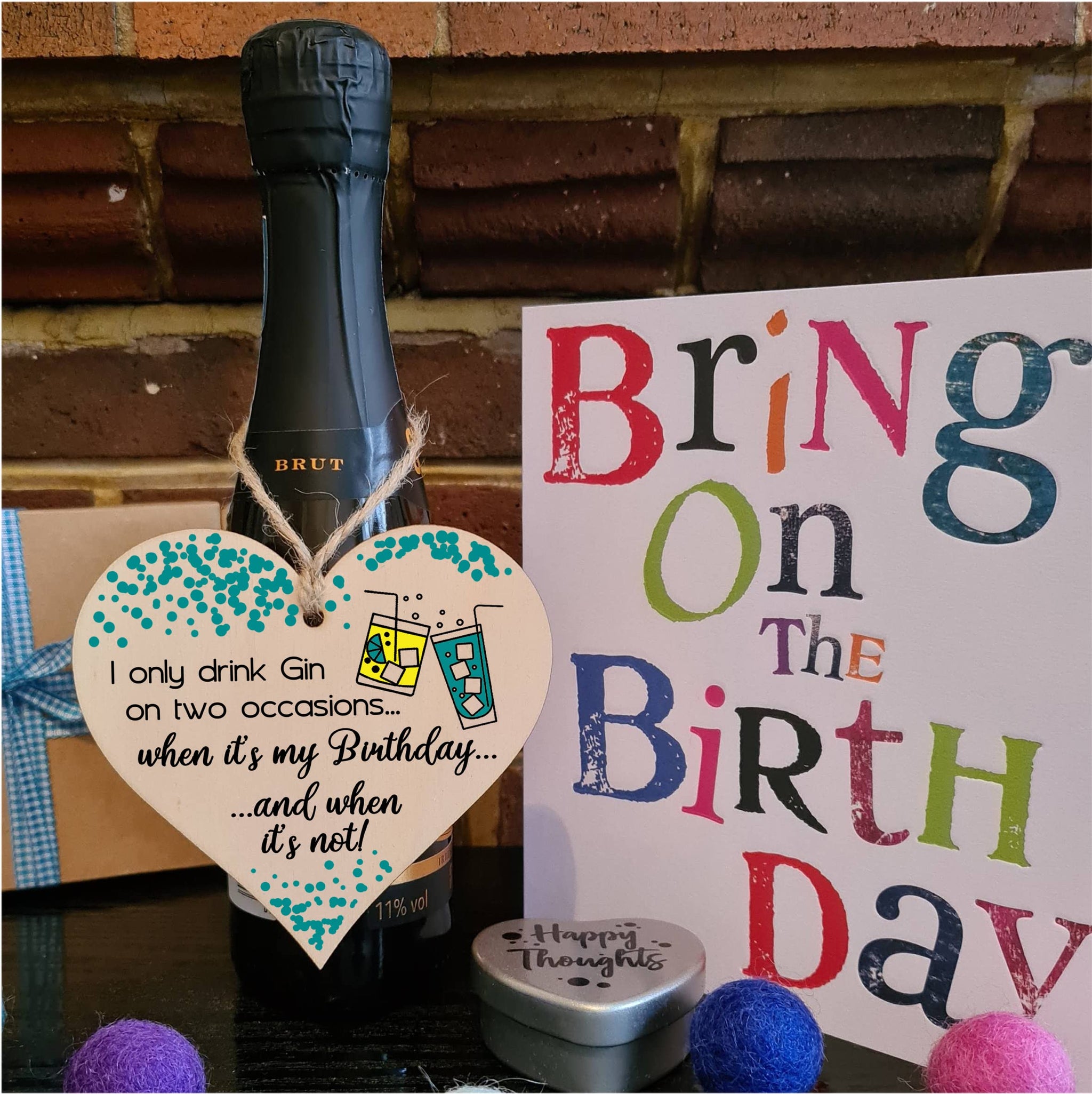 Handmade Wooden Hanging Heart Plaque Gift for Gin Lovers Novelty Funny Birthday Keepsake