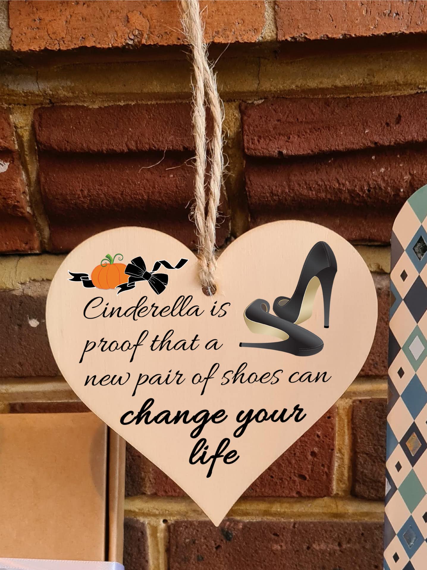 Handmade Wooden Hanging Heart Plaque Gift Perfect for Shoe Lovers