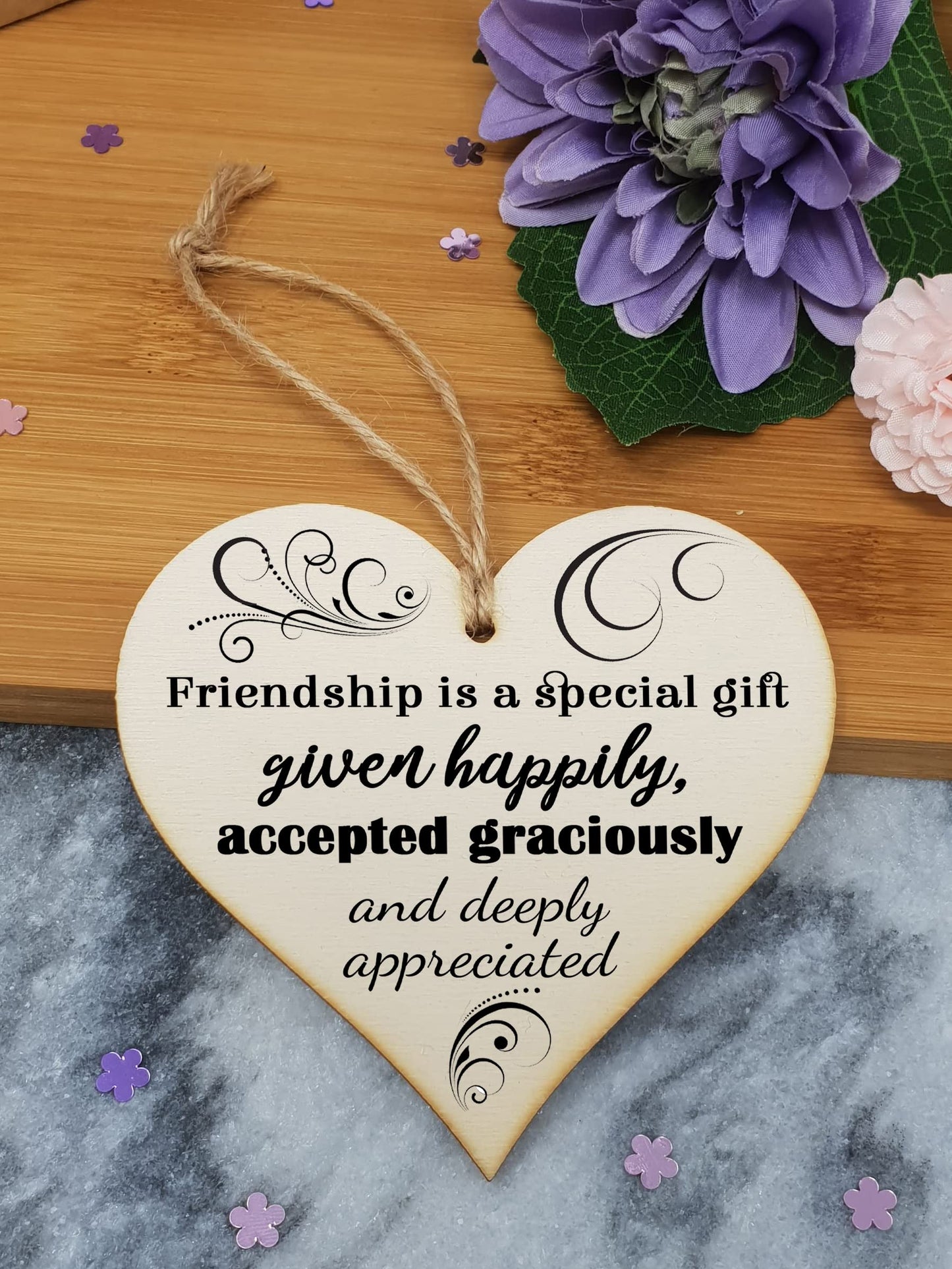 Handmade Wooden Hanging Heart Plaque Gift Perfect for your Best Friend Friendship Keepsake