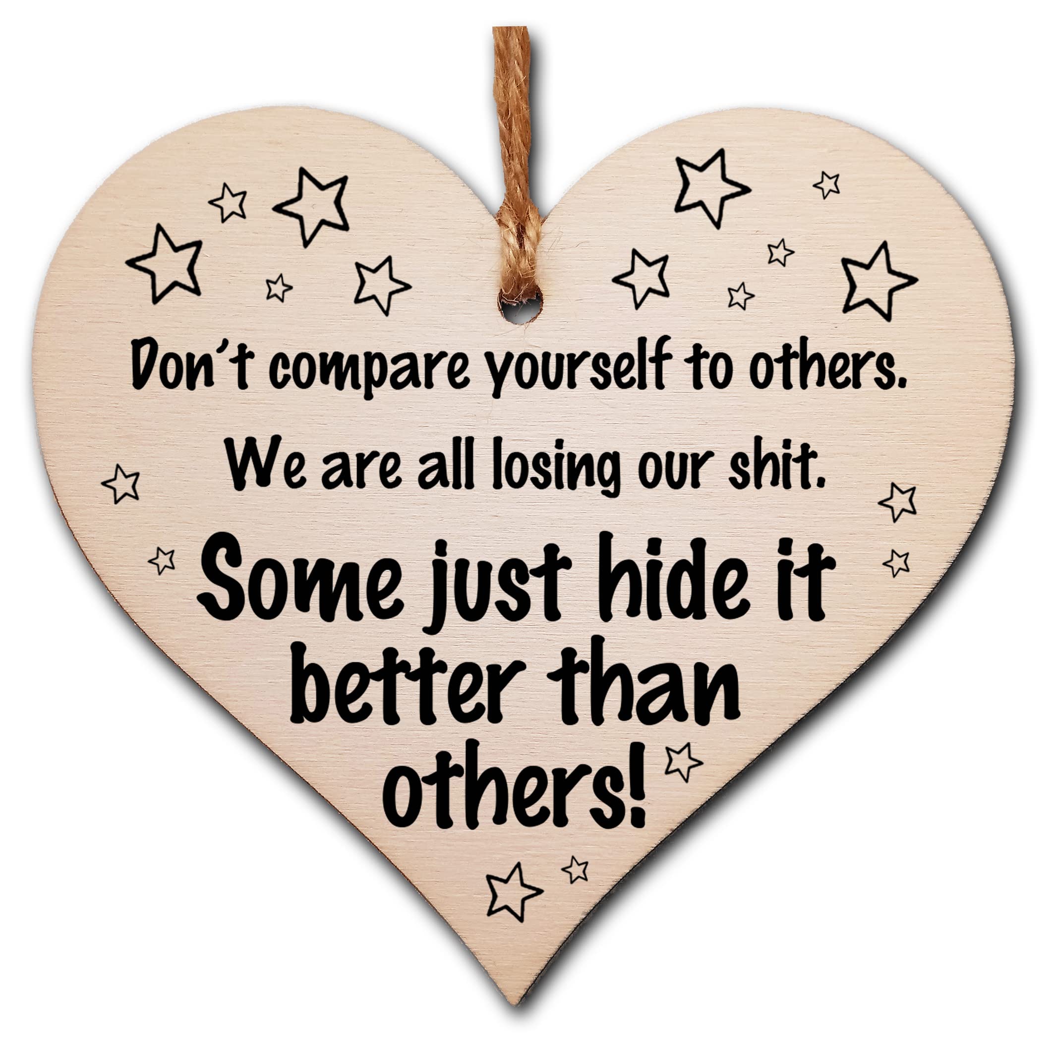 Handmade Wooden Hanging Heart Plaque Gift for Someone Special Inspirational Gift or Self Motivational Treat