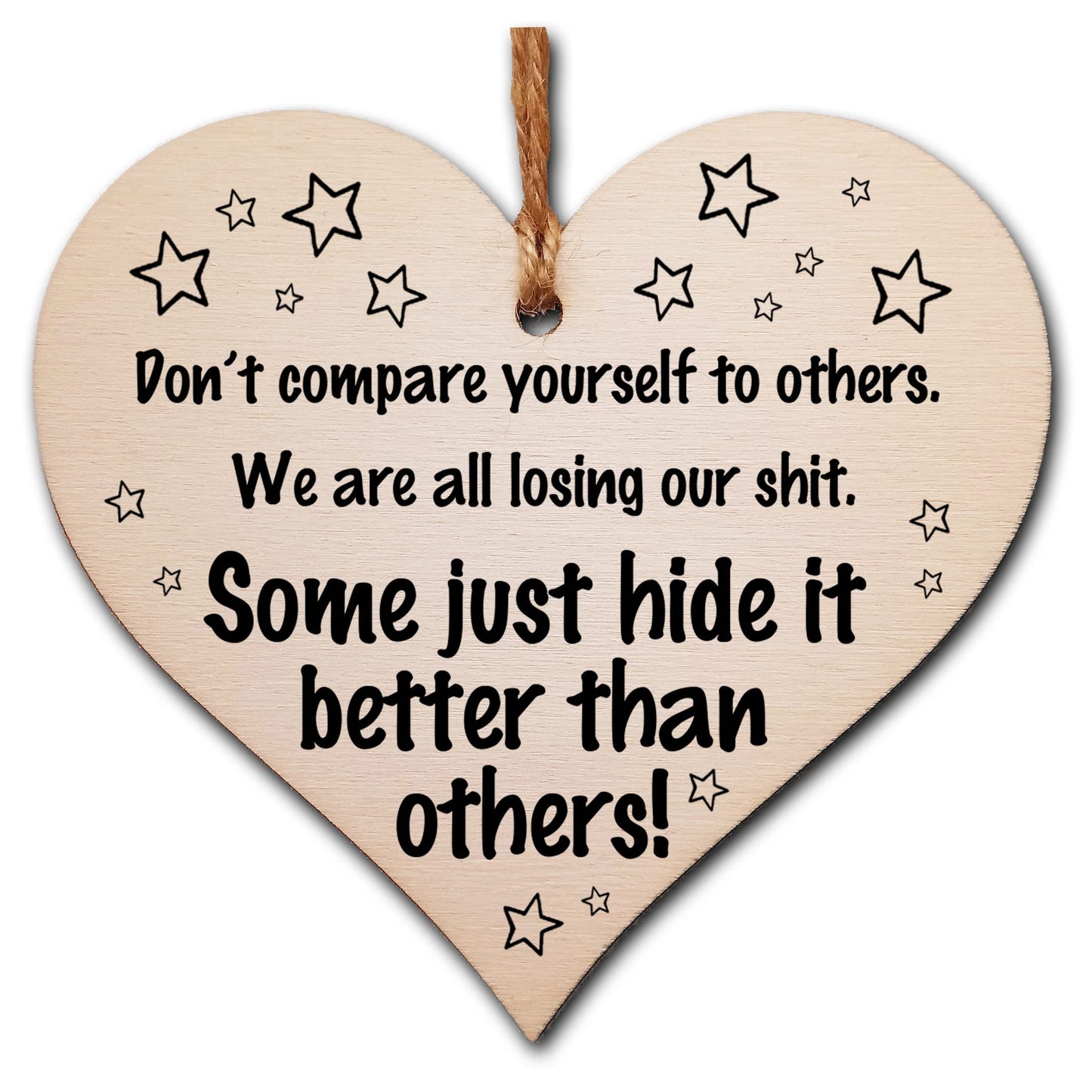 Handmade Wooden Hanging Heart Plaque Gift for Someone Special Inspirational Gift or Self Motivational Treat