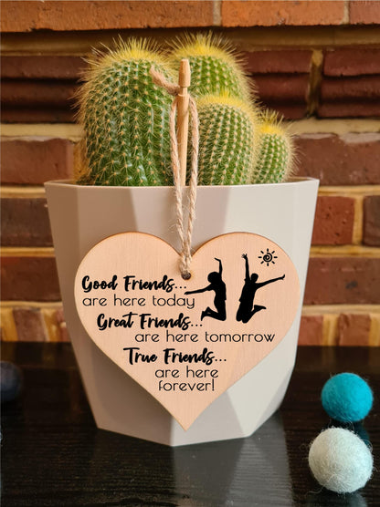 Handmade Wooden Hanging Heart Plaque Gift Perfect for your Best Friend Friendship Keepsake