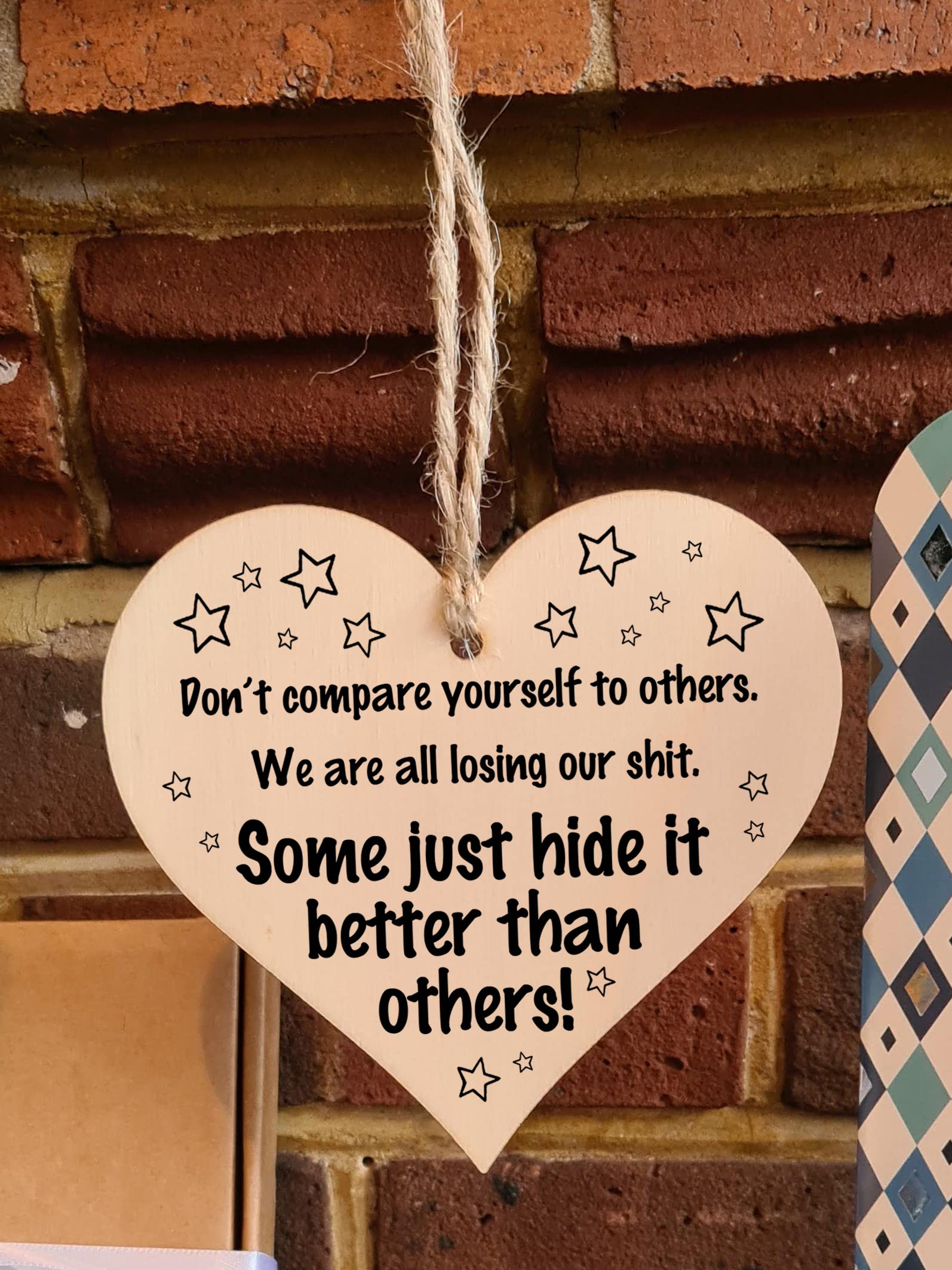 Handmade Wooden Hanging Heart Plaque Gift for Someone Special Inspirational Gift or Self Motivational Treat