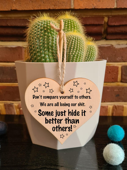 Handmade Wooden Hanging Heart Plaque Gift for Someone Special Inspirational Gift or Self Motivational Treat