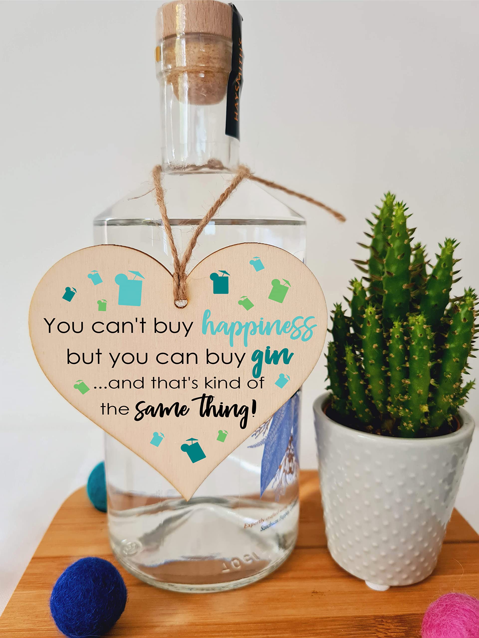 Handmade Wooden Hanging Heart Plaque Gift Perfect for Gin Lovers Novelty Funny Keepsake