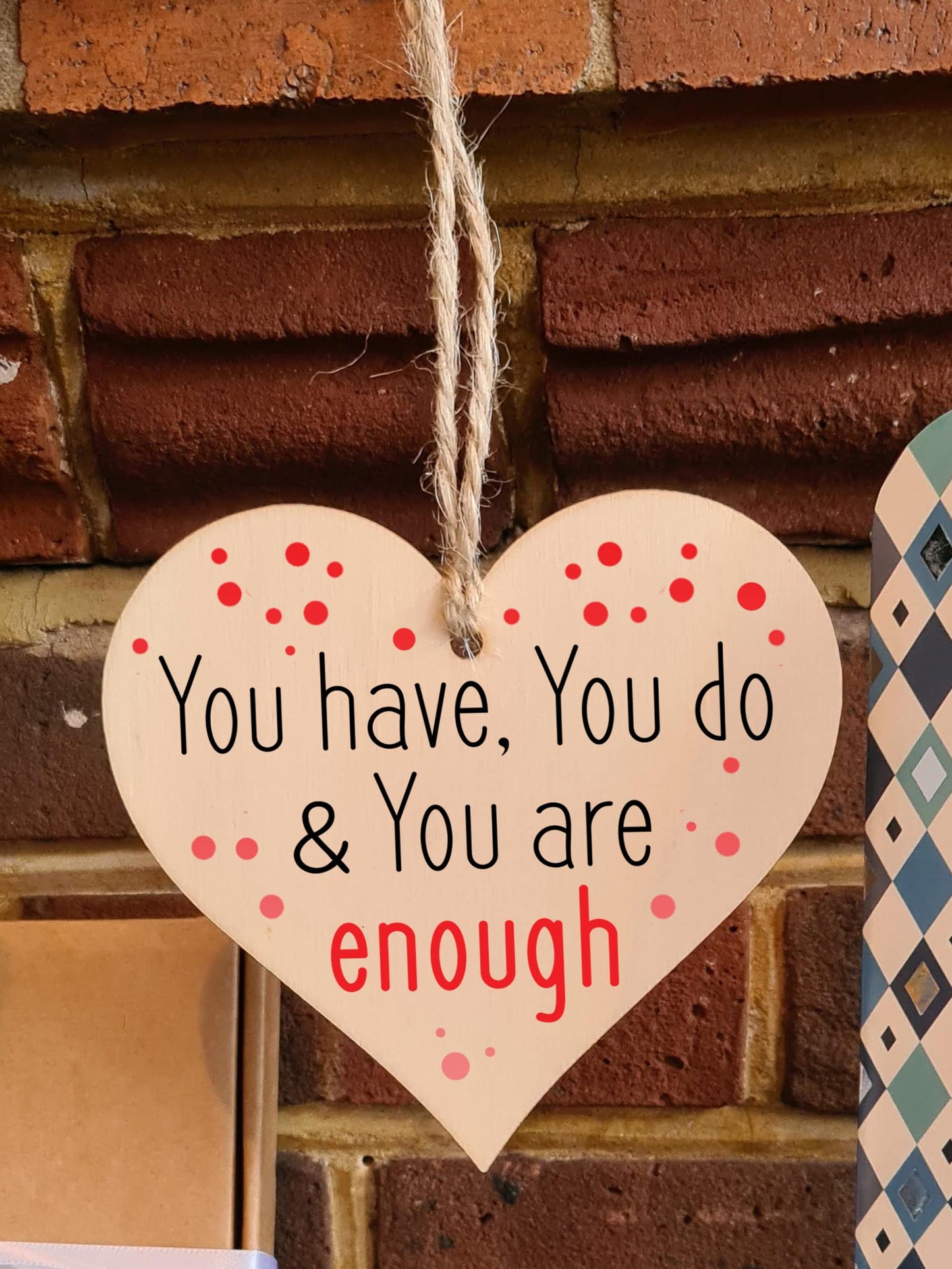 Handmade Wooden Hanging Heart Plaque Gift for Someone Special Inspirational Gift or Self Motivational Treat