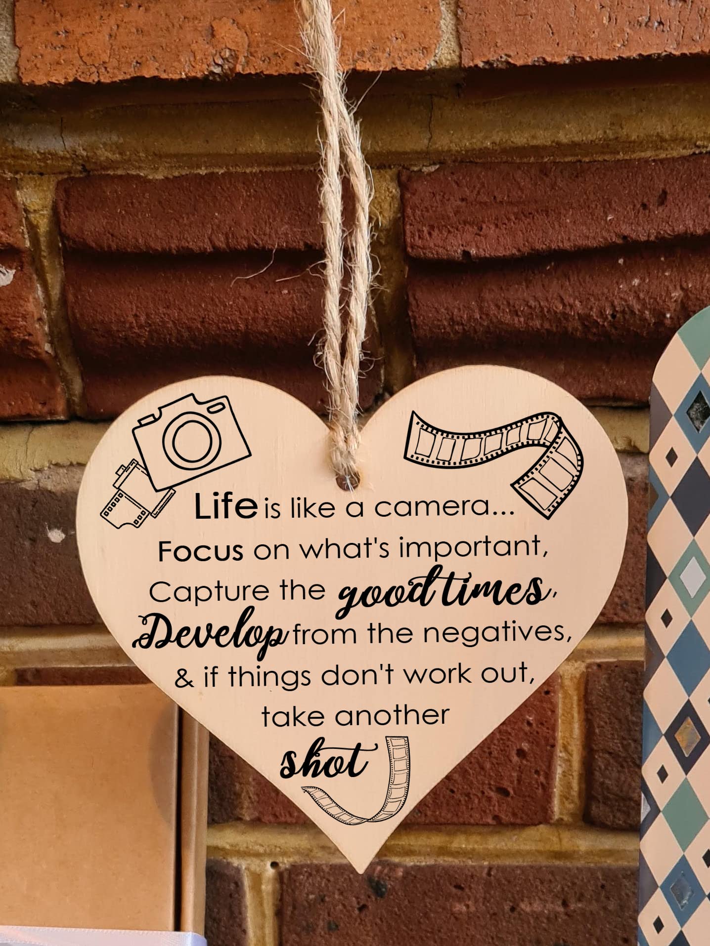 Handmade Wooden Hanging Heart Plaque Gift for Someone Special Inspirational Gift or Self Motivational Treat