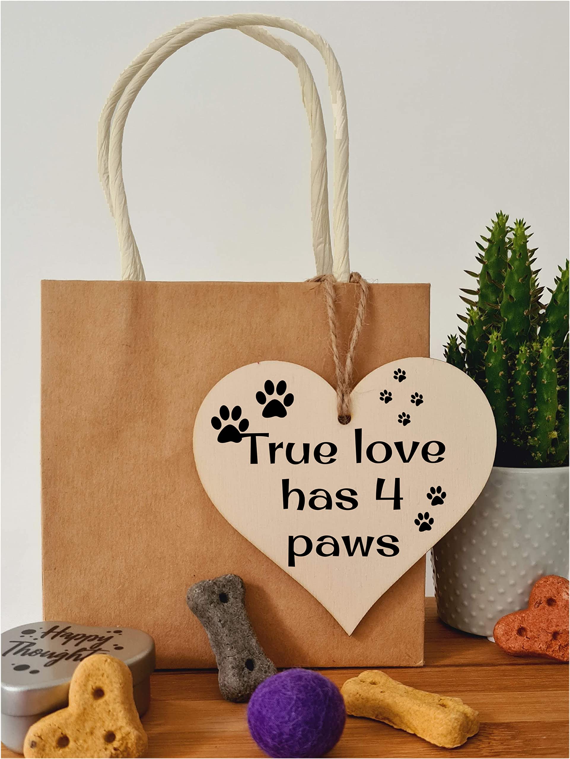 Handmade Wooden Hanging Heart Plaque Gift for Dog Lovers Novelty Funny Keepsake