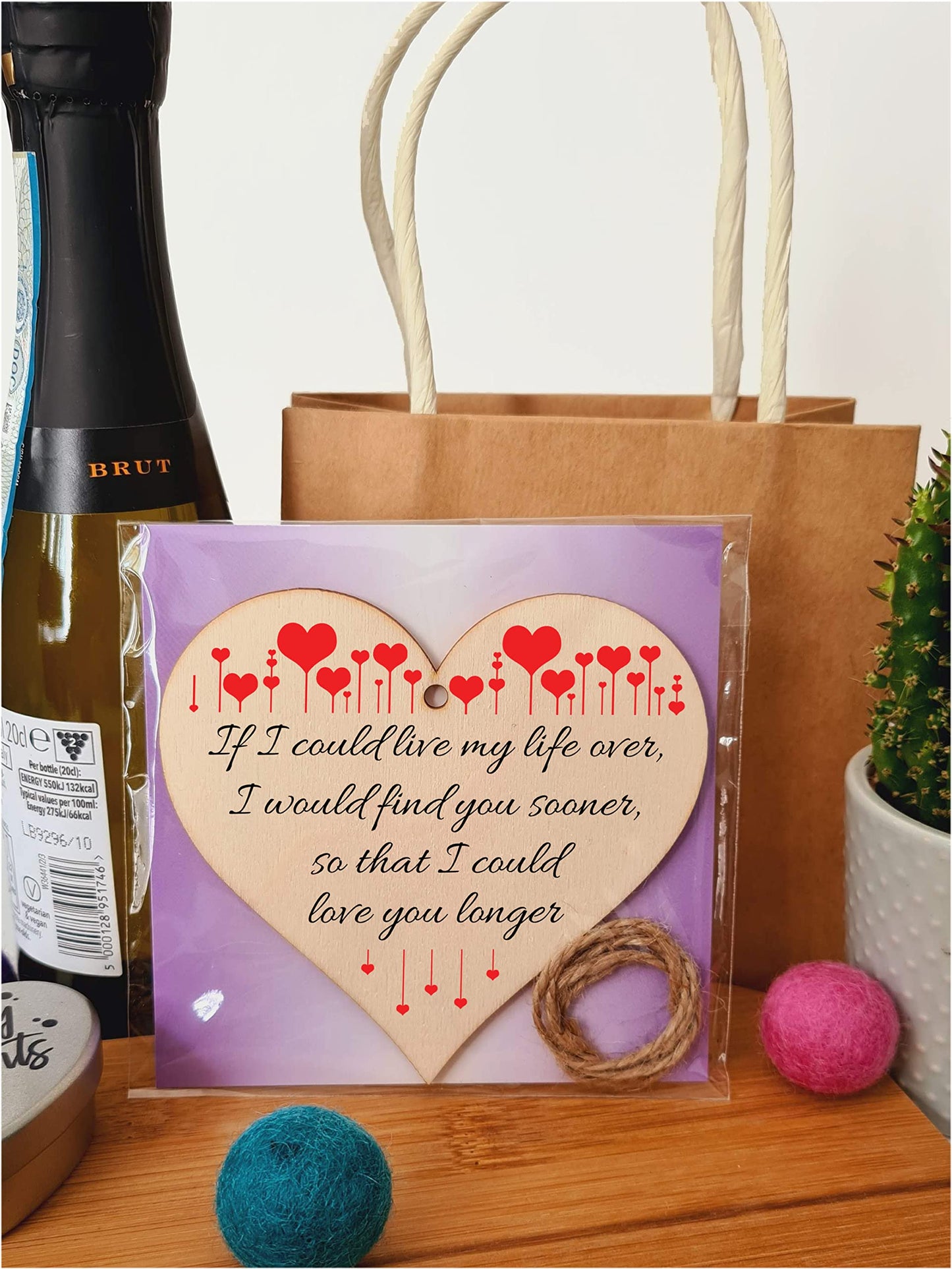 Handmade Wooden Hanging Heart Plaque Gift perfect for your Boyfriend or Girlfriend Romantic Keepsake