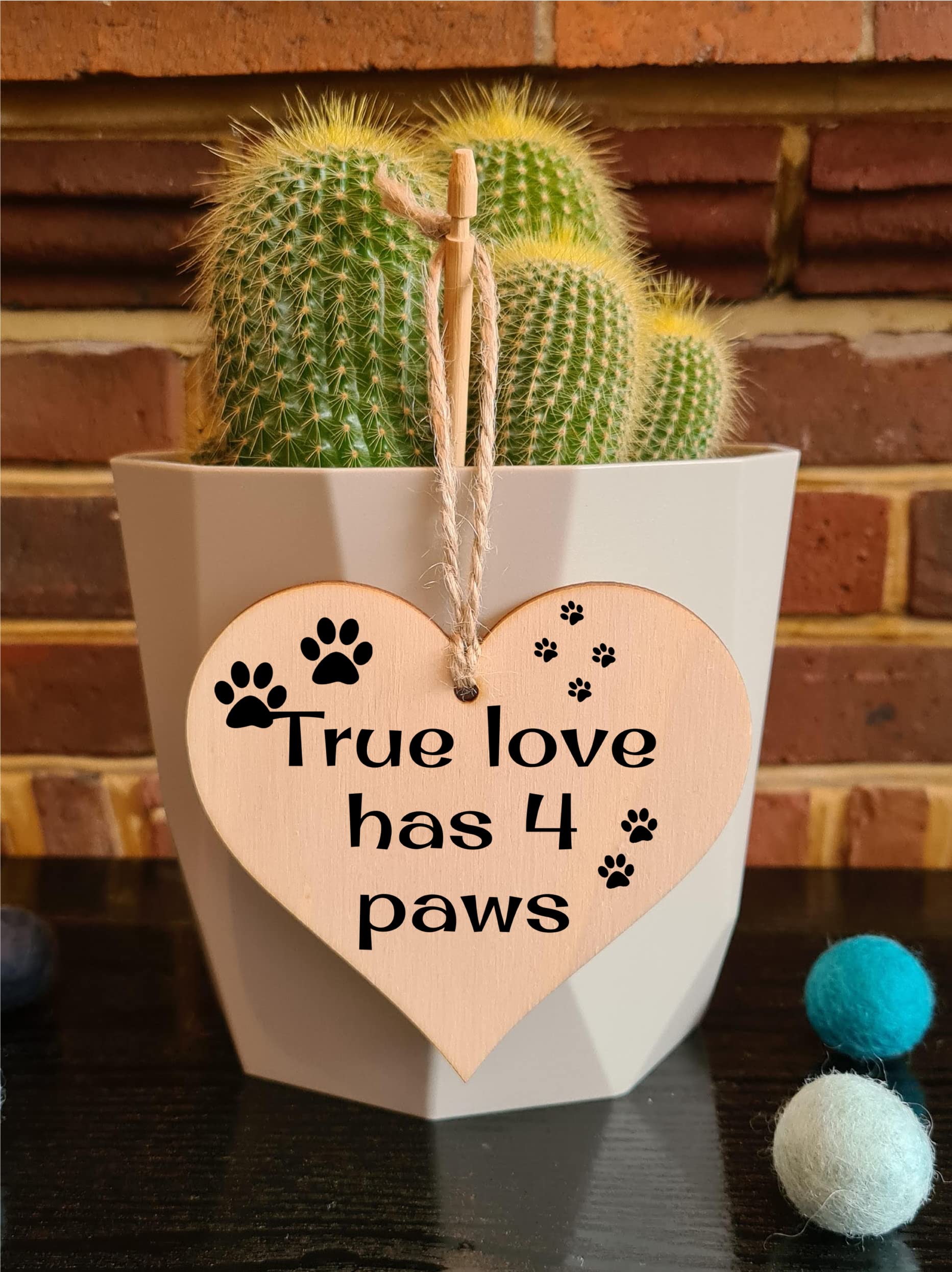 Handmade Wooden Hanging Heart Plaque Gift for Dog Lovers Novelty Funny Keepsake
