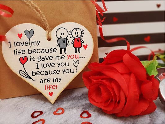 Handmade Wooden Hanging Heart Plaque Gift perfect for your Boyfriend or Girlfriend Romantic Keepsake