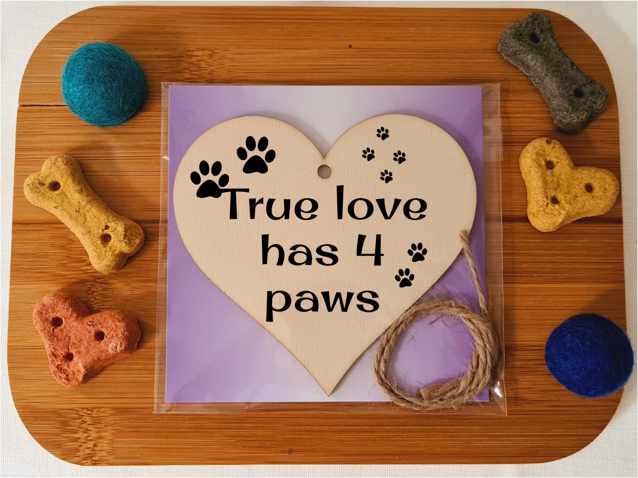 Handmade Wooden Hanging Heart Plaque Gift for Dog Lovers Novelty Funny Keepsake