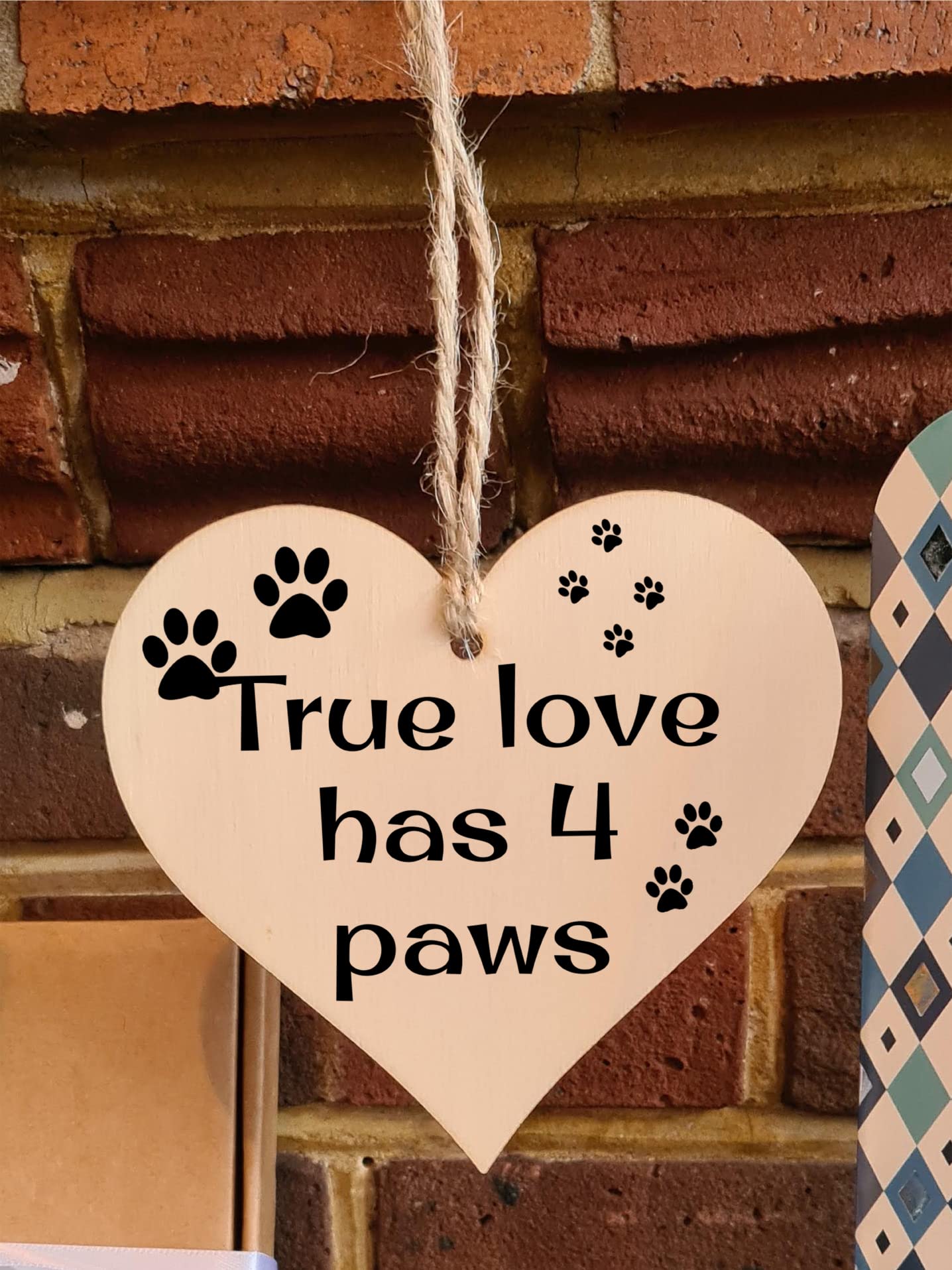 Handmade Wooden Hanging Heart Plaque Gift for Dog Lovers Novelty Funny Keepsake