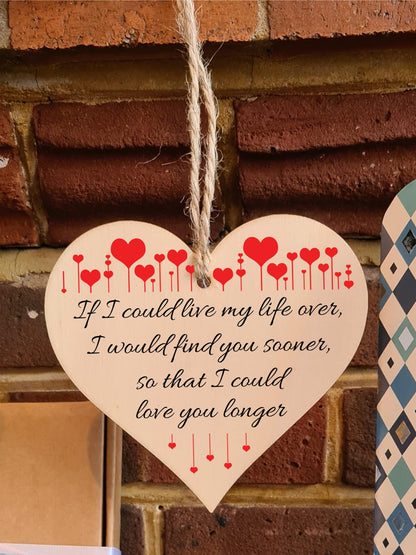 Handmade Wooden Hanging Heart Plaque Gift perfect for your Boyfriend or Girlfriend Romantic Keepsake