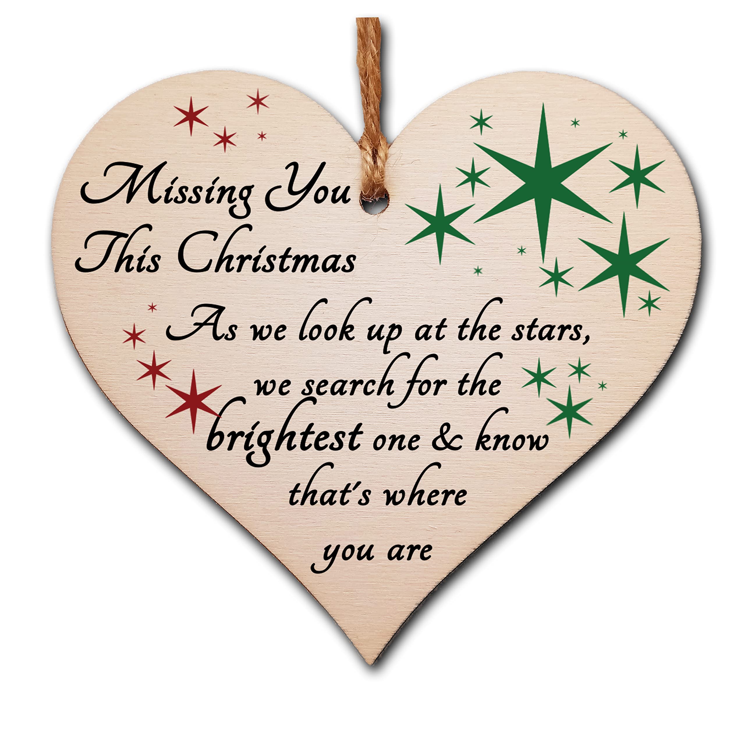 Handmade Wooden Hanging Heart Plaque Gift to Remember Lost Loved Ones at Christmas