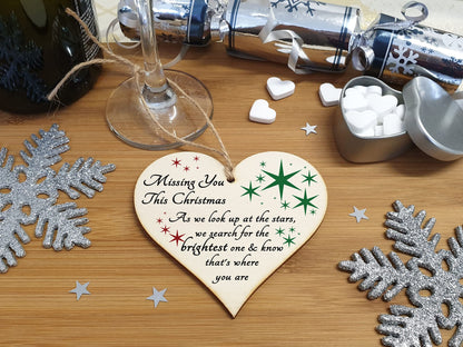 Handmade Wooden Hanging Heart Plaque Gift to Remember Lost Loved Ones at Christmas
