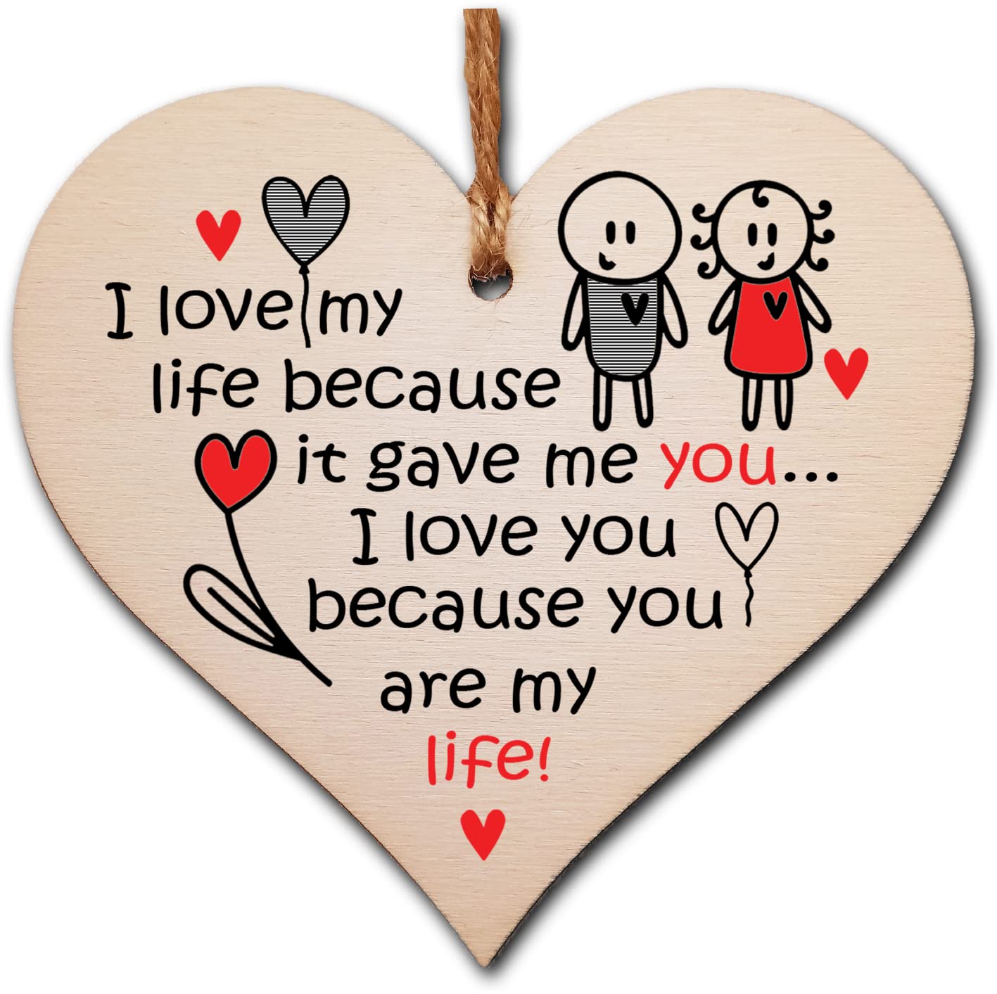 Handmade Wooden Hanging Heart Plaque Gift perfect for your Boyfriend or Girlfriend Romantic Keepsake