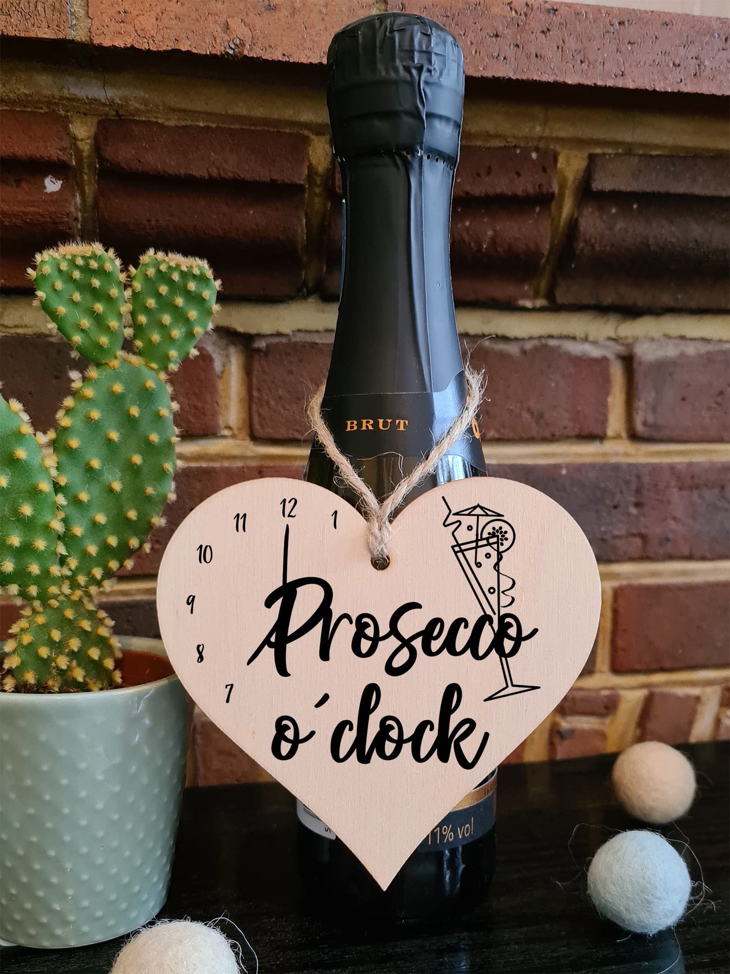 Handmade Wooden Hanging Heart Plaque Gift Perfect for Prosecco Lovers Novelty Funny Keepsake
