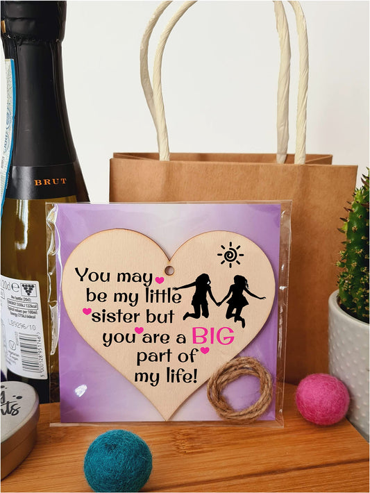 Handmade Wooden Hanging Heart Plaque Gift Perfect for Sisters Lovely Friendship Keepsake