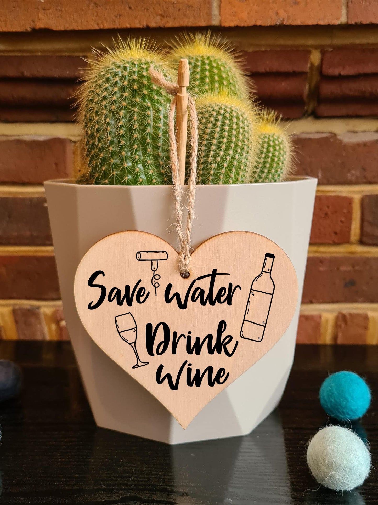 Handmade Wooden Hanging Heart Plaque Gift Perfect for Wine Lovers Novelty Funny Keepsake