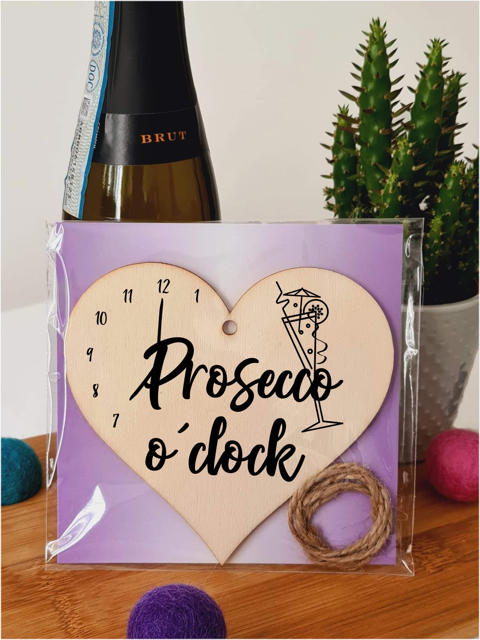 Handmade Wooden Hanging Heart Plaque Gift Perfect for Prosecco Lovers Novelty Funny Keepsake
