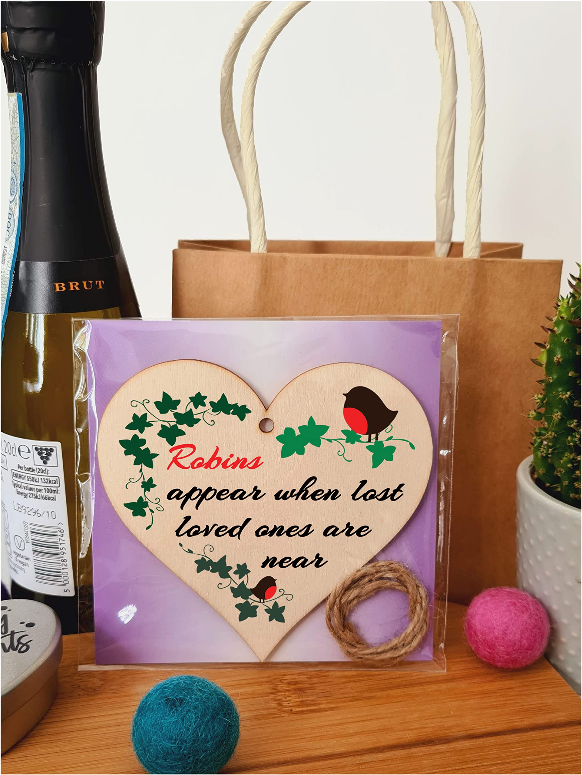 Handmade Wooden Hanging Heart Plaque Gift to Remember Lost Loved Ones