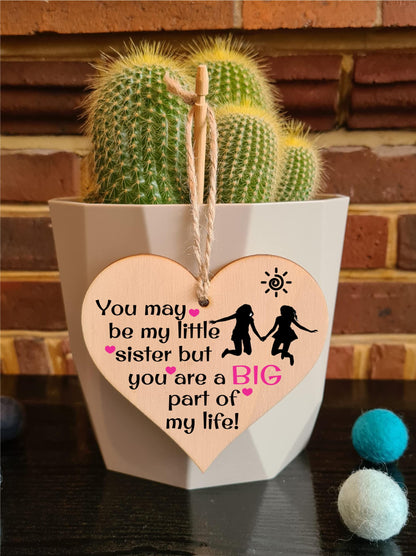 Handmade Wooden Hanging Heart Plaque Gift Perfect for Sisters Lovely Friendship Keepsake