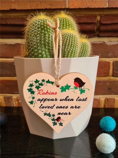 Handmade Wooden Hanging Heart Plaque Gift to Remember Lost Loved Ones