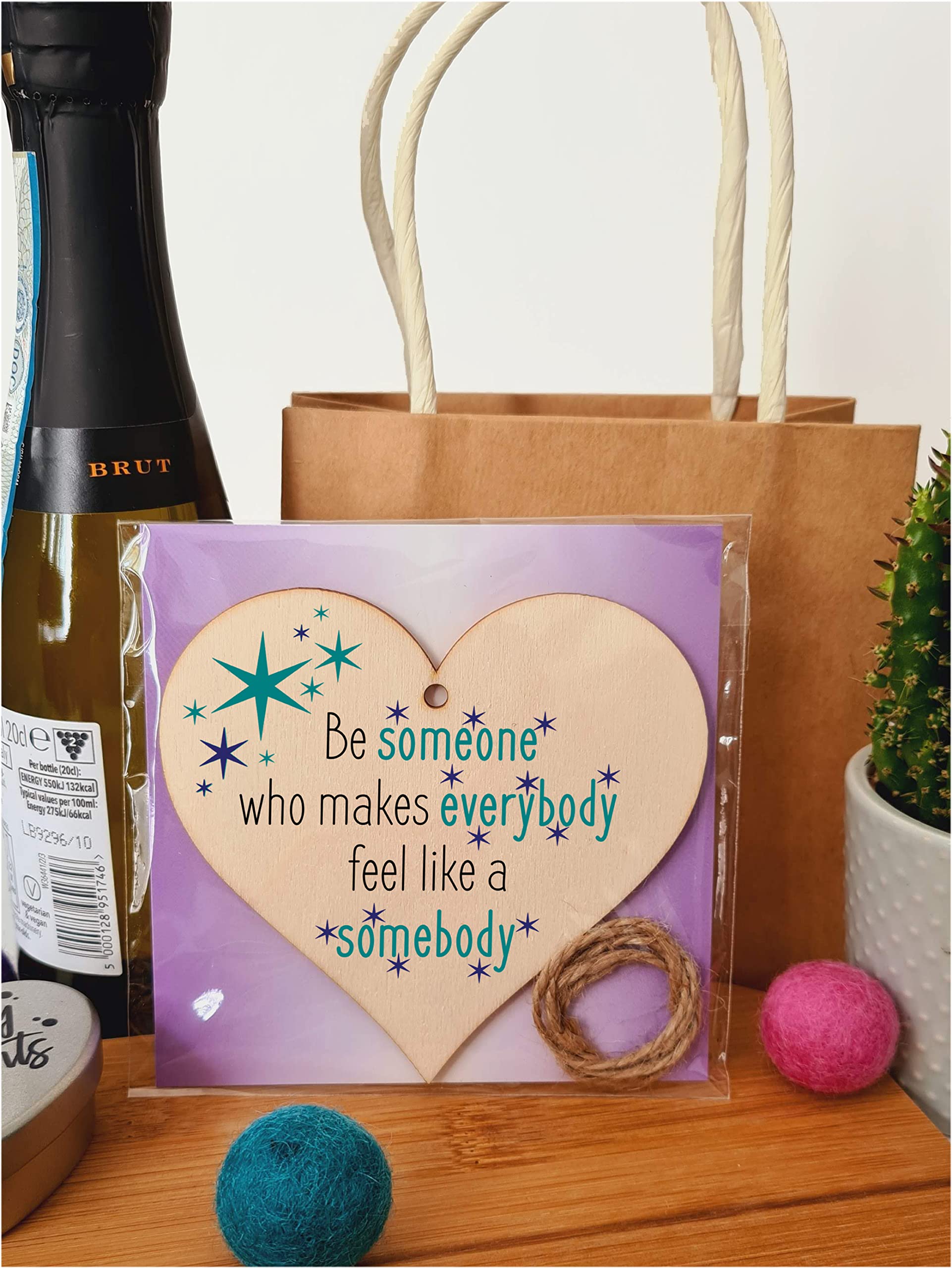 Handmade Wooden Hanging Heart Plaque Gift for Someone Special Inspirational Gift or Self Motivational Treat