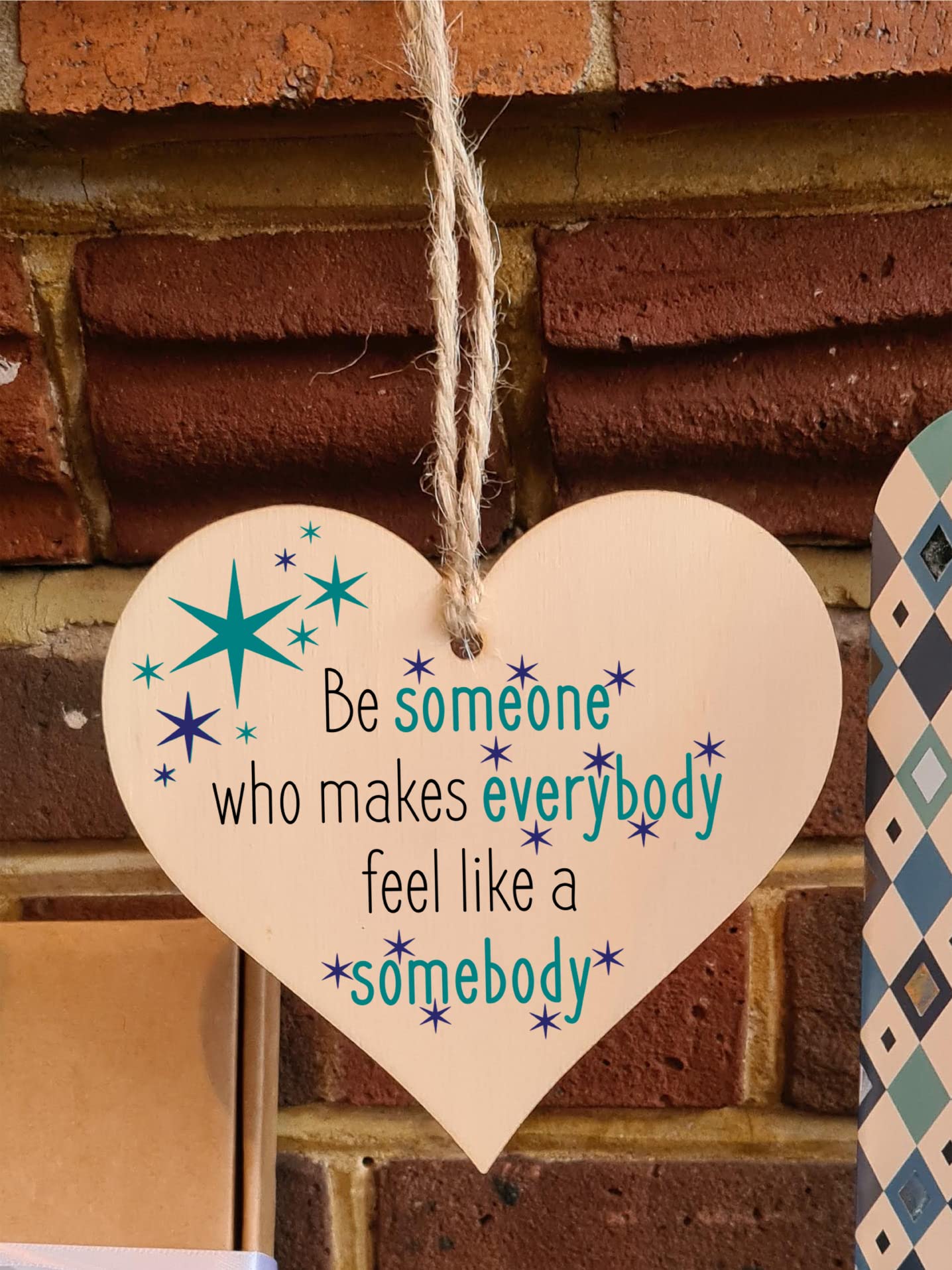 Handmade Wooden Hanging Heart Plaque Gift for Someone Special Inspirational Gift or Self Motivational Treat