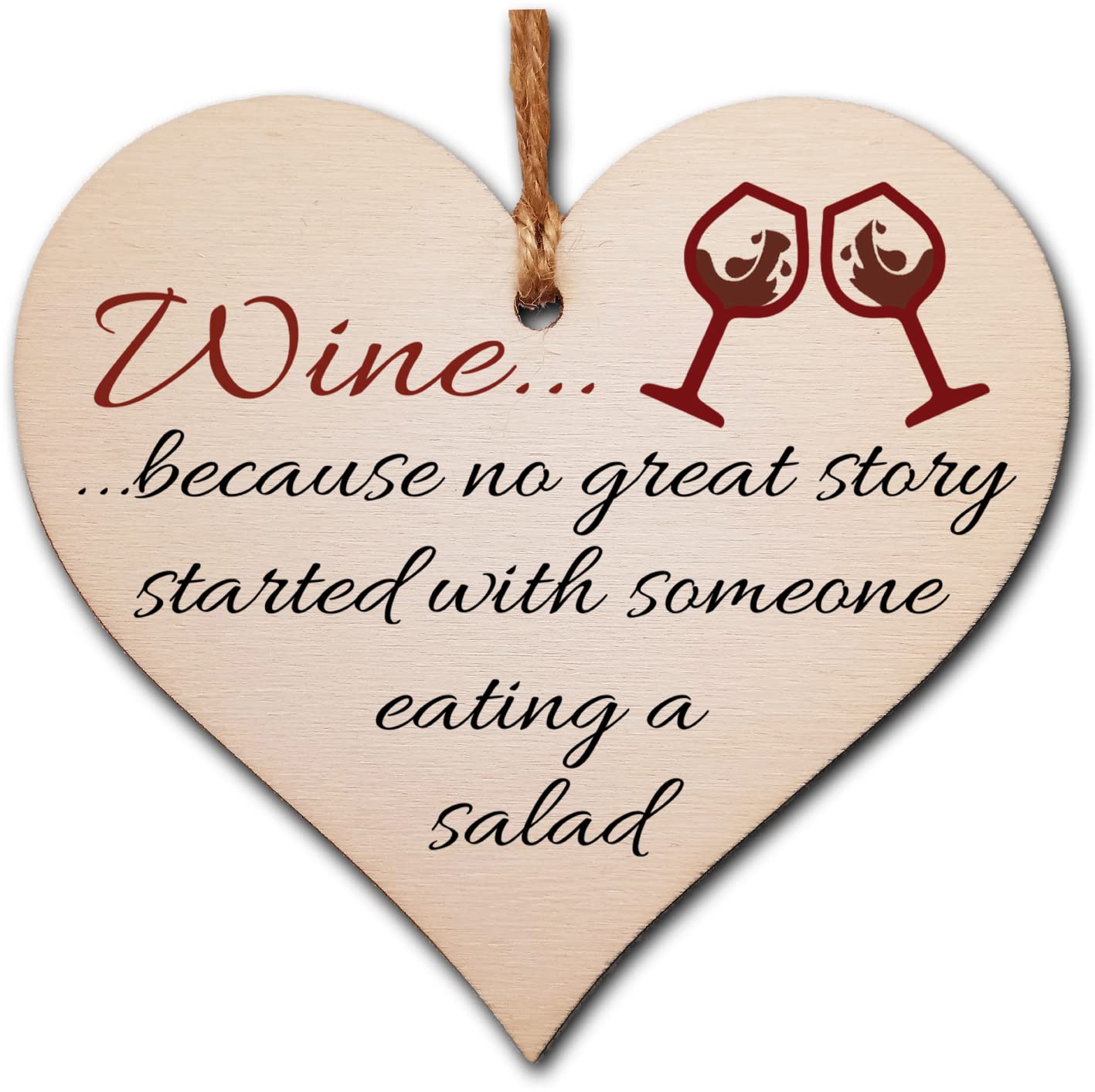 Handmade Wooden Hanging Heart Plaque Gift Perfect for Wine Lovers Novelty Funny Keepsake