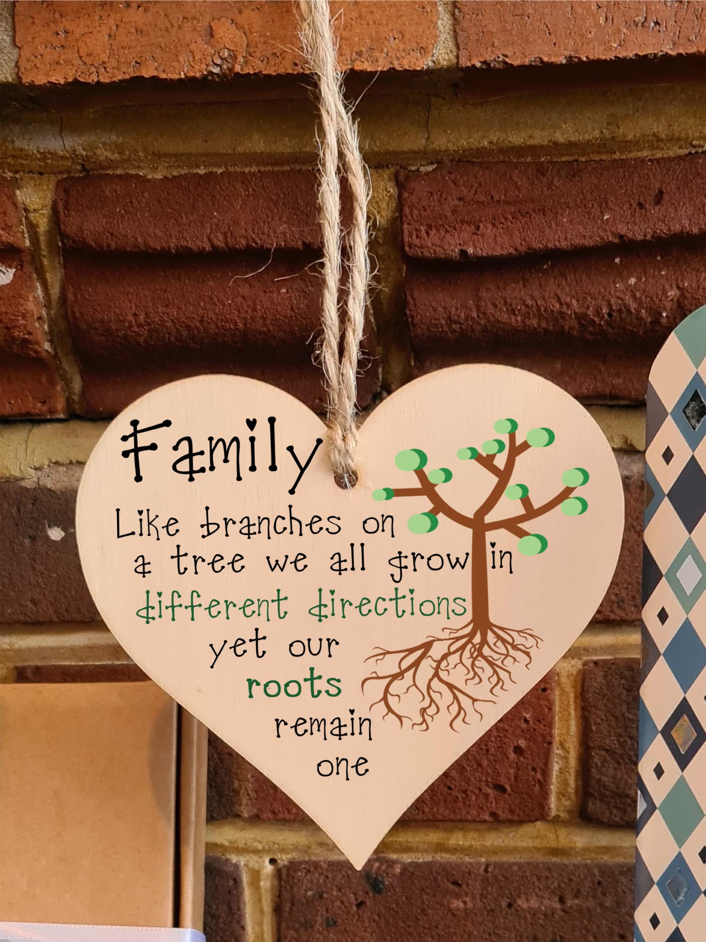 Handmade Wooden Hanging Heart Plaque Gift for Mum Celebrate Family