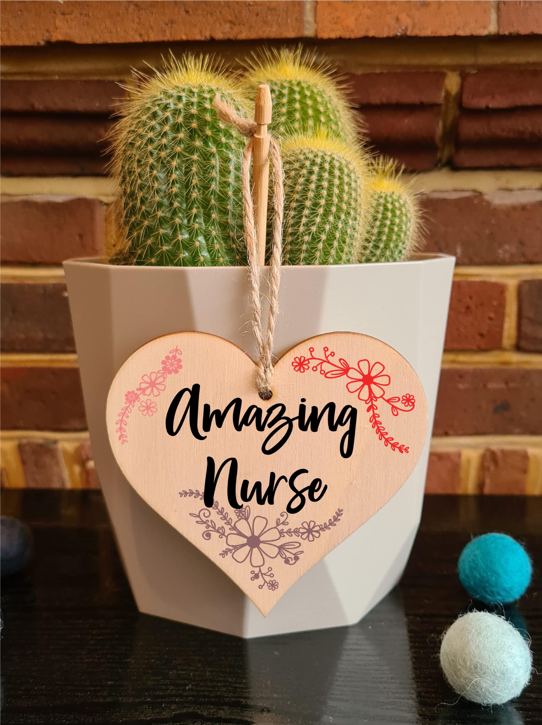 Handmade Wooden Hanging Heart Plaque Gift for a Amazing Nurse Thank You Keepsake