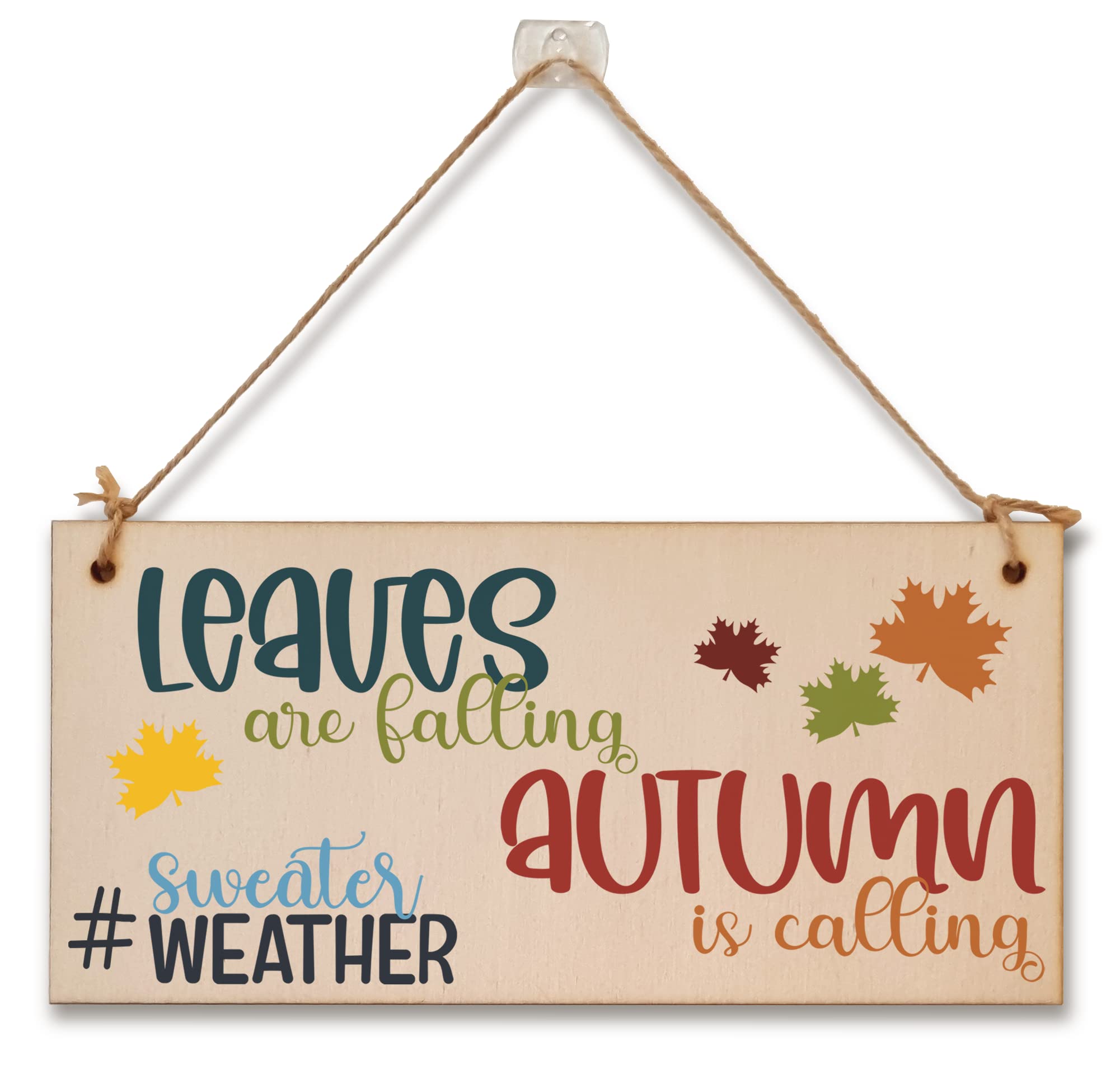 Leaves Falling Autumn Calling Decorative Home Handmade Wooden Hanging Wall Plaque Gift hashtag sweater weather