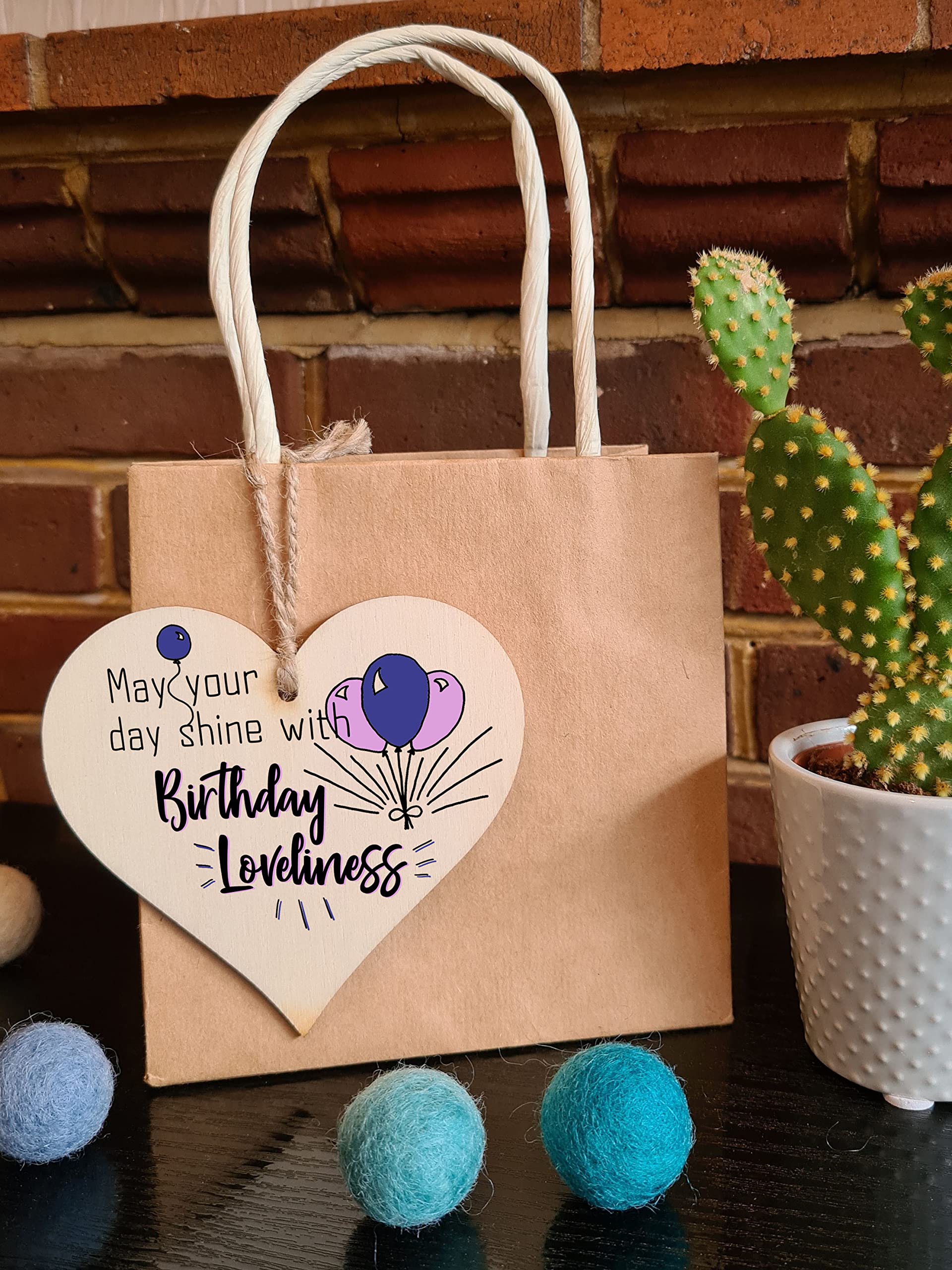 Handmade Wooden Hanging Heart Plaque Gift for Someone Special Happy Birthday Keepsake