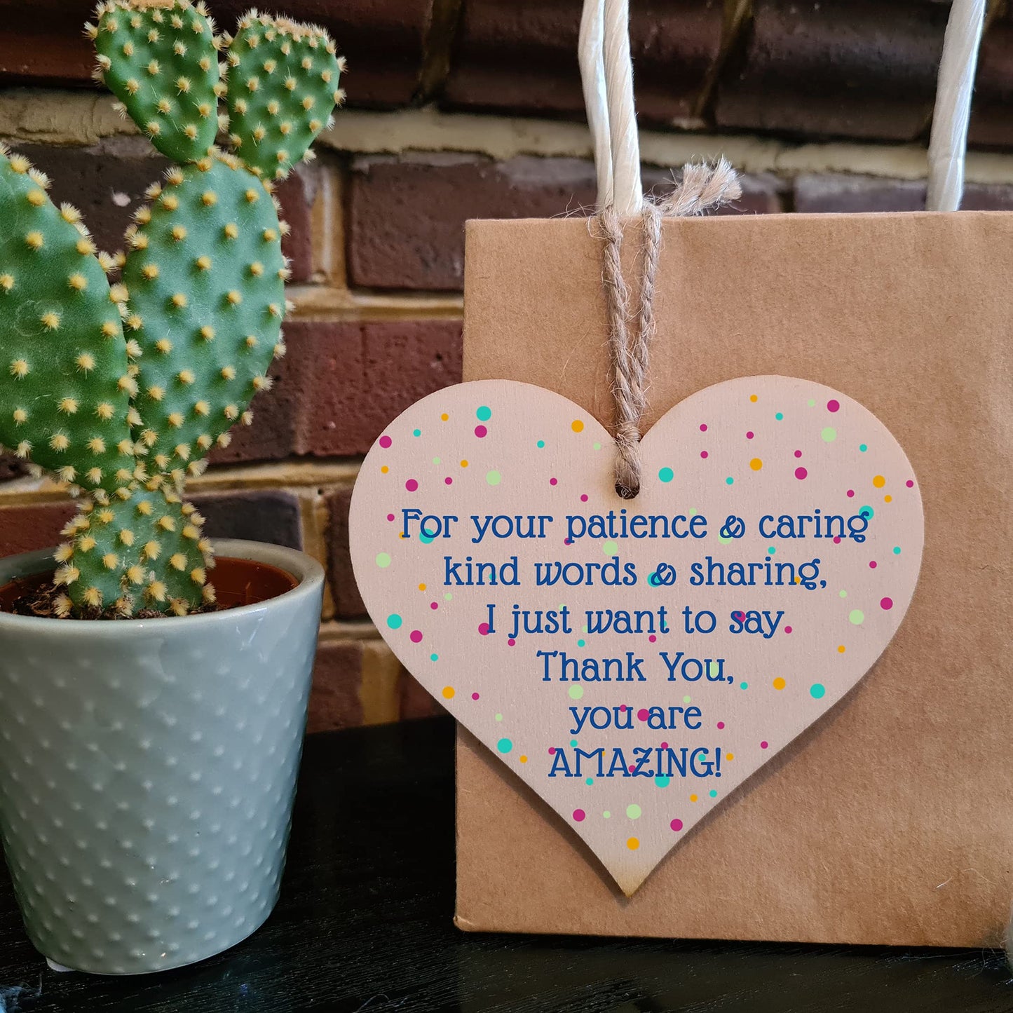 The Plum Penguin Handmade Wooden Hanging Heart Plaque Gift Thank You Amazing Friendship Teacher Colleague Present Card Alternative