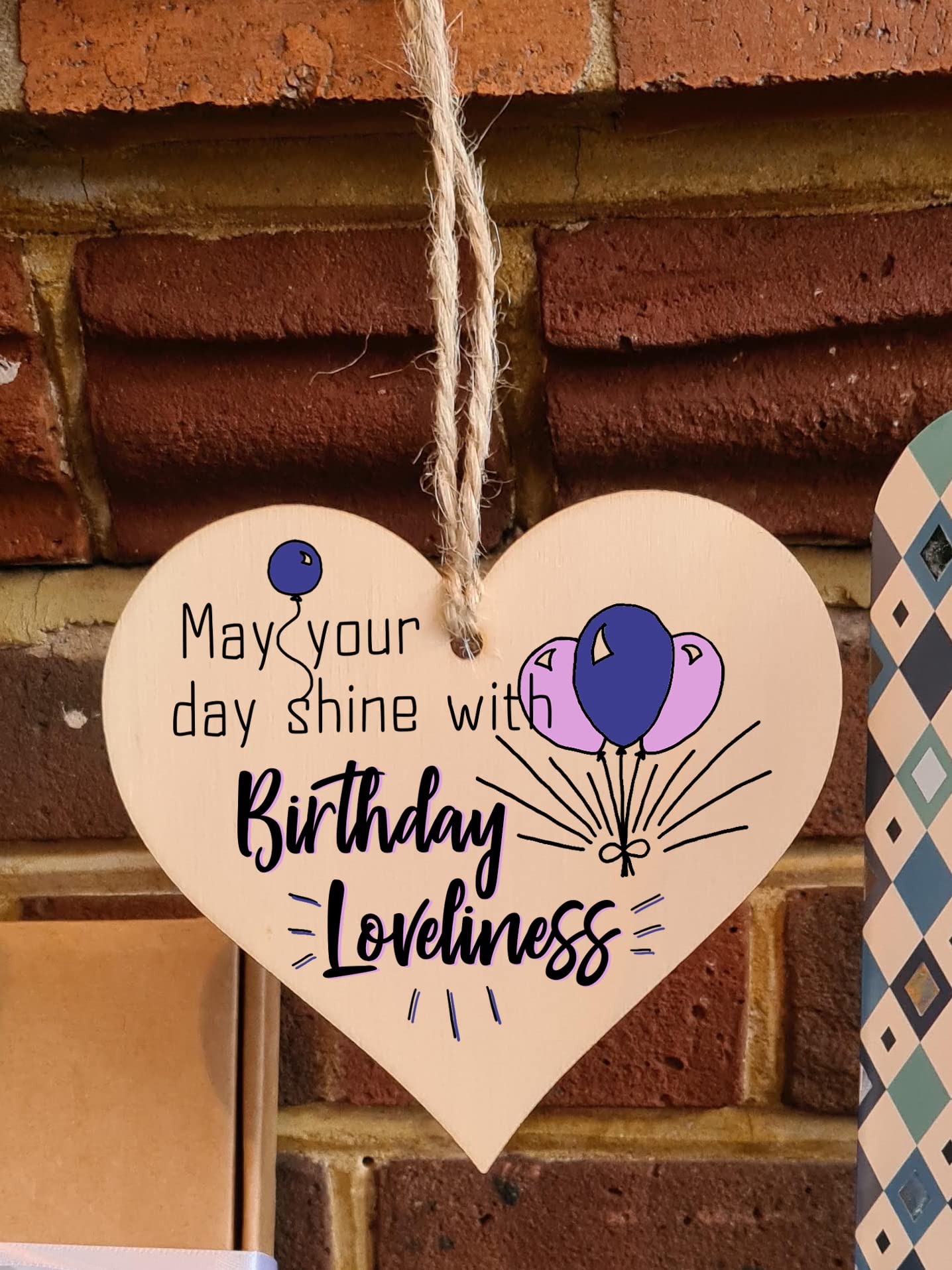Handmade Wooden Hanging Heart Plaque Gift for Someone Special Happy Birthday Keepsake