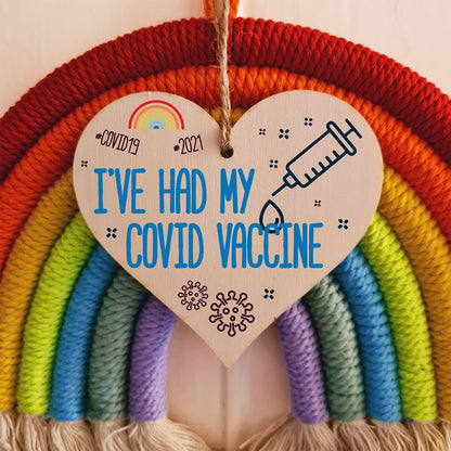 The Plum Penguin Handmade Wooden Hanging Heart Plaque Gift I've had my COVID Vaccine Vaccinated Celebration Gift Car Mirror Hanger Badge Alternative