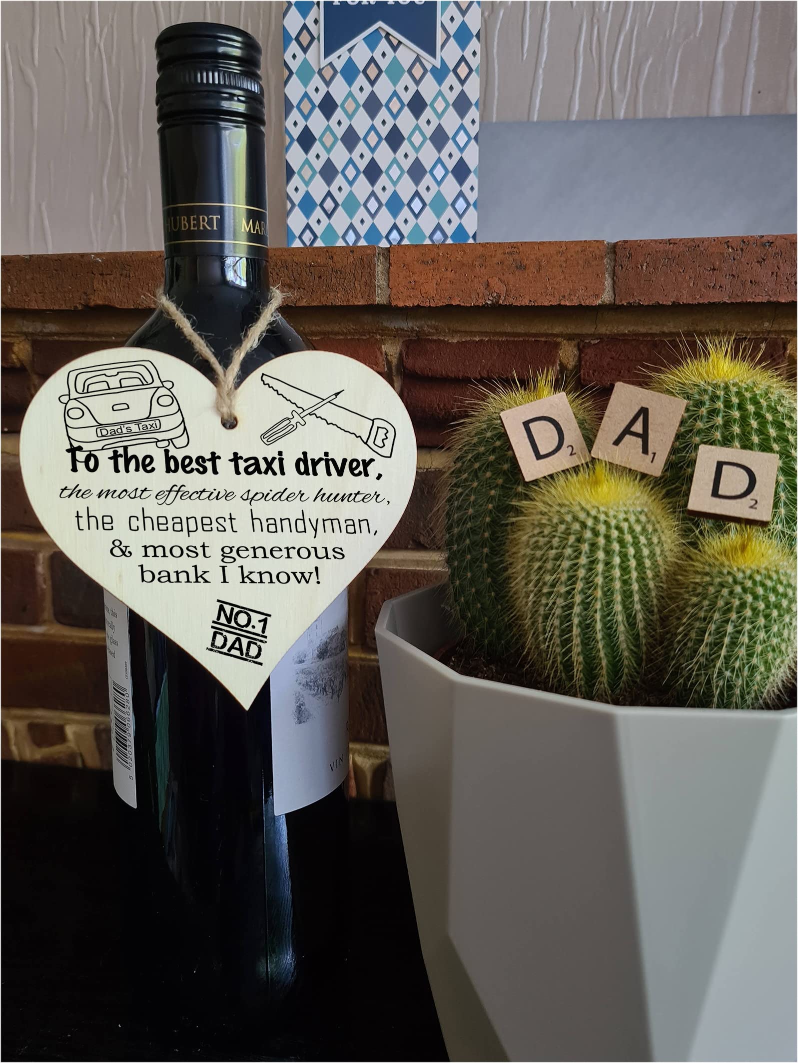 Handmade Wooden Hanging Heart Plaque Gift for Dad this Fathers Day Novelty Fun Keepsake