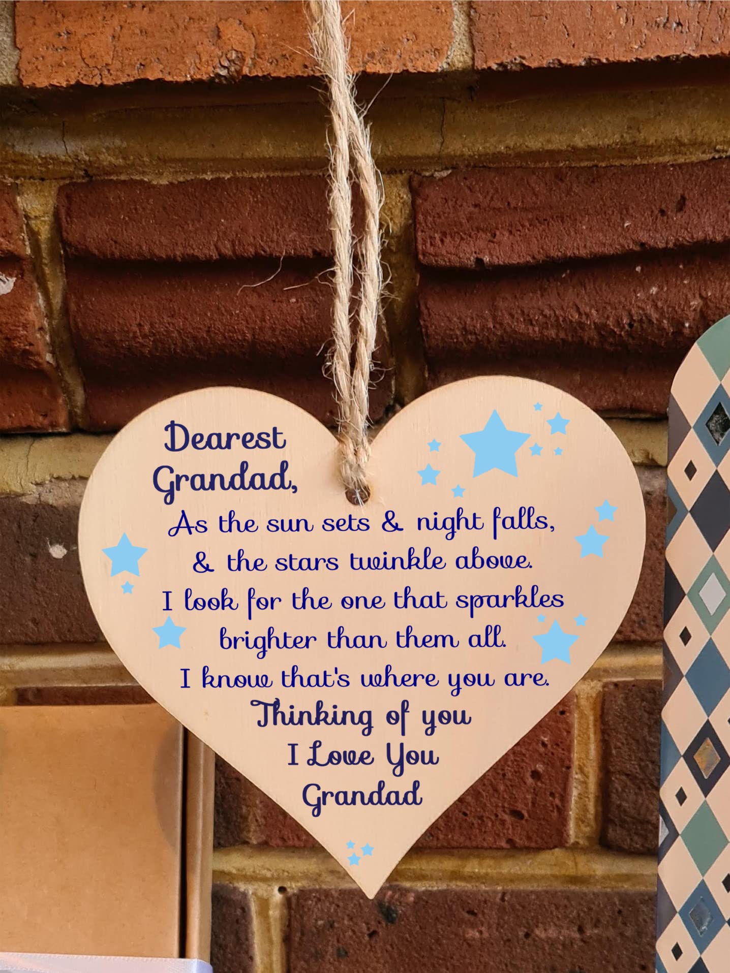 Gift In Can Handmade Wooden Hanging Heart Plaque Gift to remember Grandad Loving Thoughtful Remembrance Keepsake