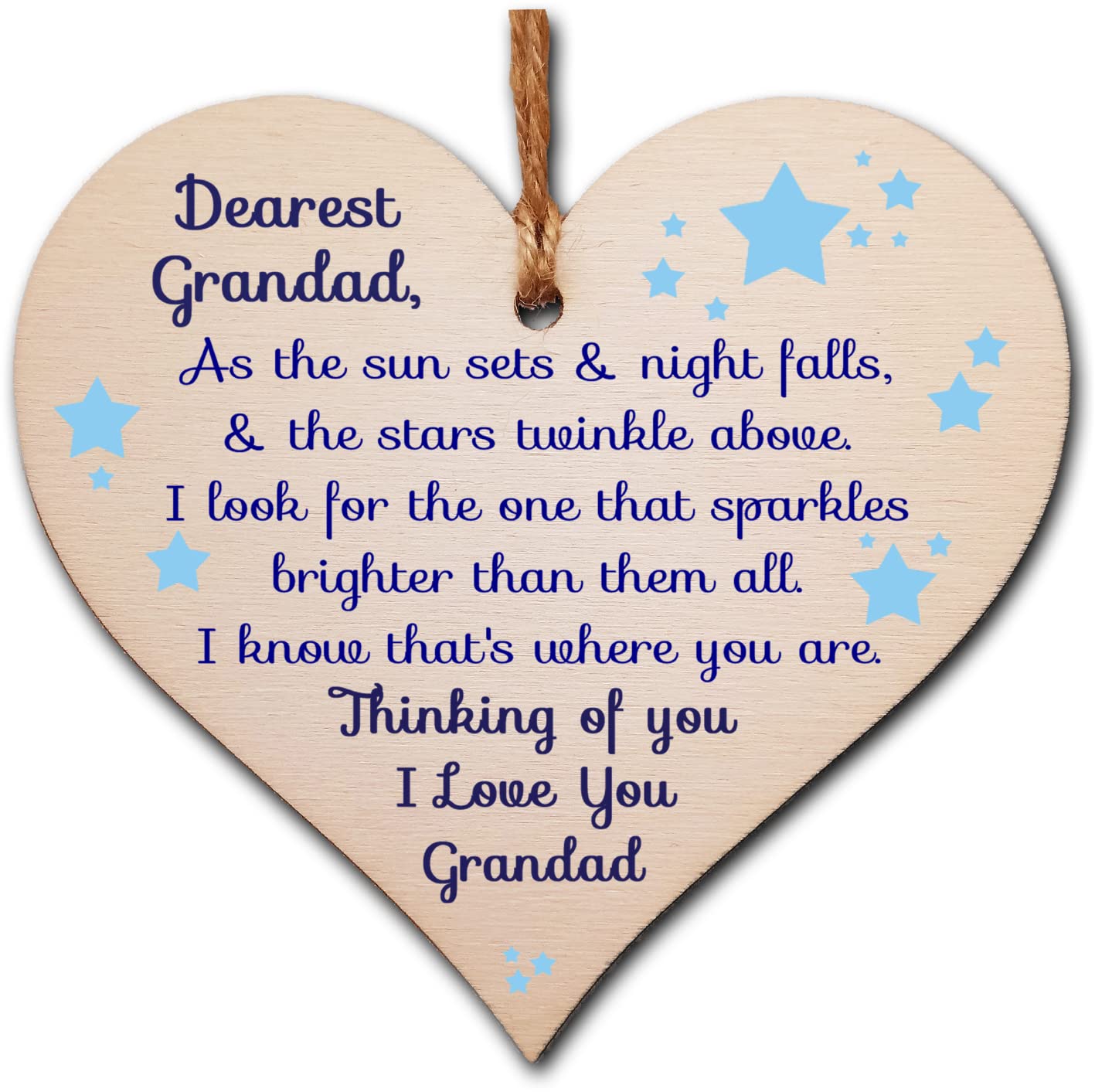 Gift In Can Handmade Wooden Hanging Heart Plaque Gift to remember Grandad Loving Thoughtful Remembrance Keepsake
